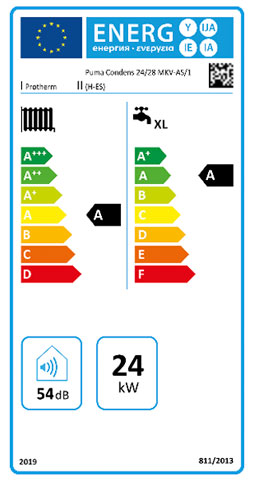 etiqueta de eficiencia energetica caldera protherm puma 24/28 kw