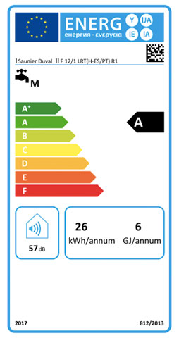 etiqueta de eficiencia energetica calentador saunier duval opaliatherm f 12/1